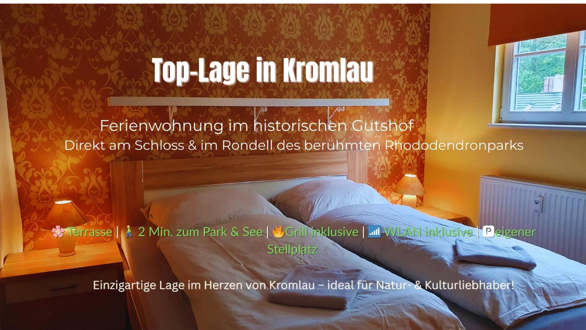 Ferienwohnung Im Gutshof Direkt Gegenueber Dem Schloss, Rhododendronpark Mit Terrasse Und Wlan Kromlau Zewnętrze zdjęcie